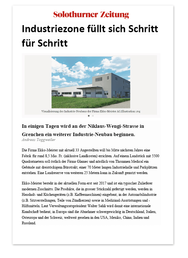 Artikel über die Ekko-Meister AG Seite 1